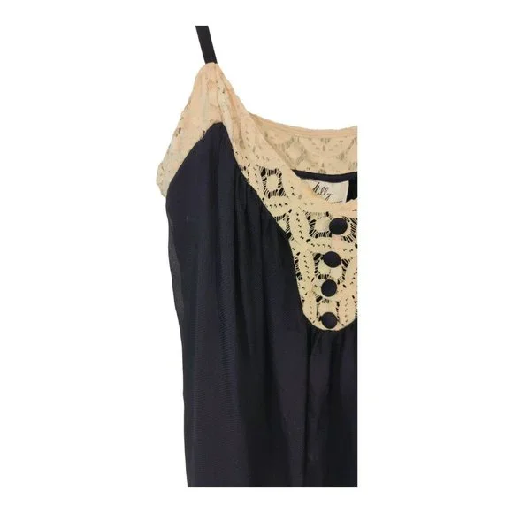 Milly of New York Y2K 100% Silk  Babydoll Layered Lace Cami Swing Top Sz 4 Navy - Picture 10 of 14